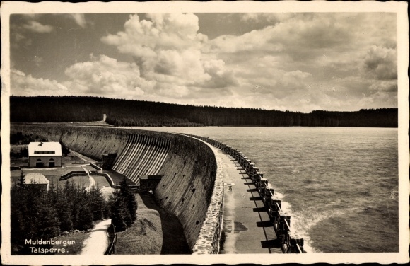 Postcard Muldenberg Grünbach im Vogtland, dam Muldenberg, Saxony&#39;s largest dam