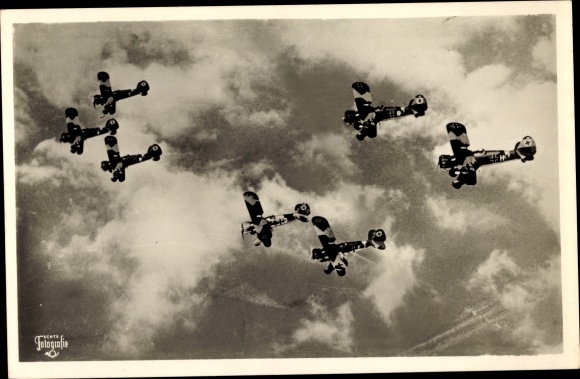 Postcard Henschel dive bomber Hs 123, Stukas, Luftwaffe