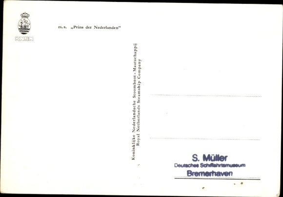 Artist Postcard Steamer MS Prins der Nederlanden, Royal Netherlands Steamship Co., KNSM
