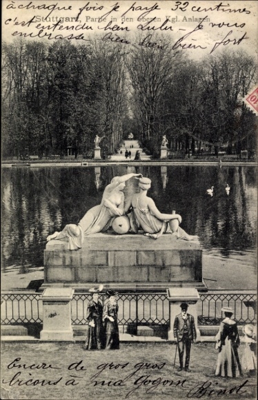 Postcard Stuttgart in Württemberg, Upper Royal Gardens