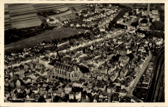 Postcard Friedberg in Hesse, aerial view of building, city view