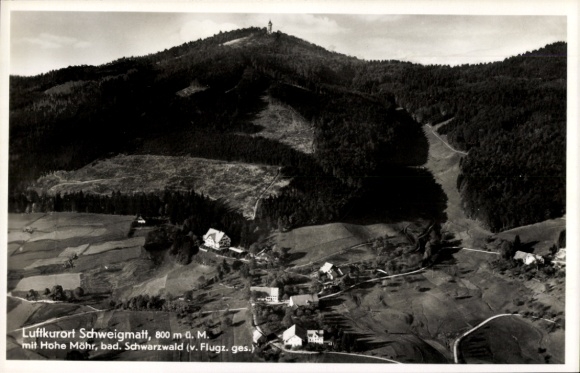 Postcard Schweigmatt Raitbach Schopfheim in Baden, aerial photograph with Hohe Möhr