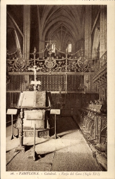 Picture Pamplona Navarra, Cathedral of Verja del Coro, interior view, 16th century