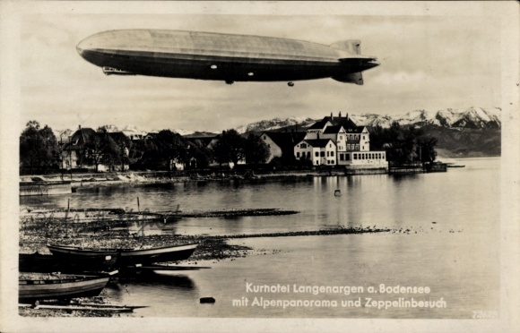 Ak Langenargen am Bodensee, Kurhotel, Zeppelin