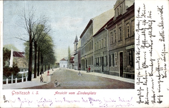 Ak Groitzsch in Sachsen, Ansicht vom Lindenplatz