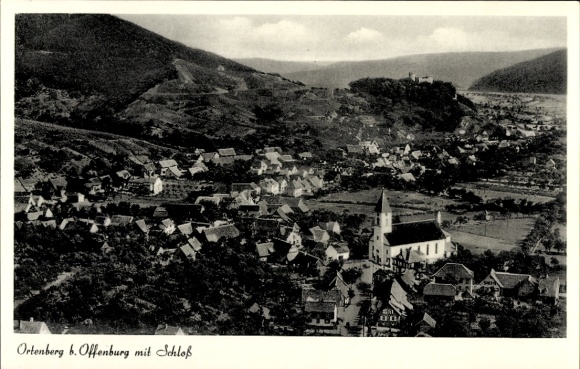 Postcard Ortenberg in Baden, castle, aerial photograph