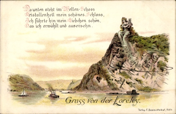 Vorläufer Litho Gruß von der Loreley, Da unten steht im Wellenschloss