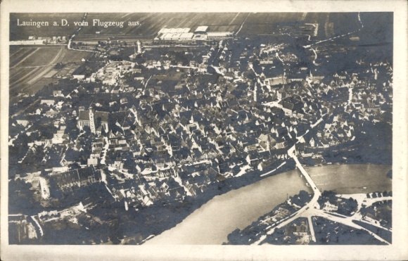 Ak Lauingen aan de Donau Schwäbische Alb, luchtfoto