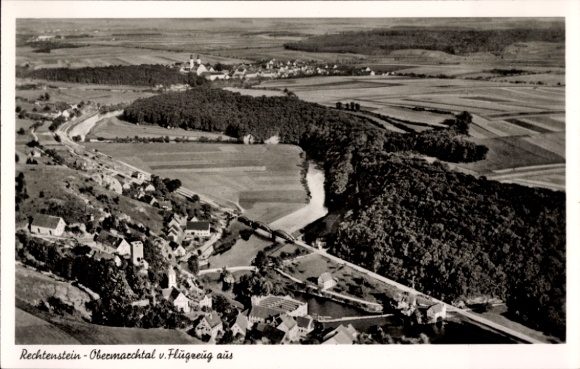 Ak Rechtenstein an der Donau Württemberg, Aussicht auf  Obermarchtal, Fluss, Landschaft
