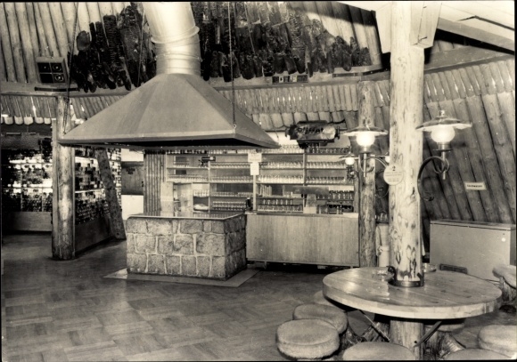 Postcard Sosa Eibenstock in the Ore Mountains, consumption restaurant Meiler, interior