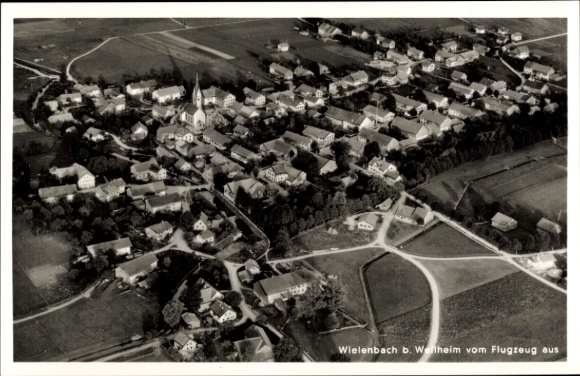 Postcard Wielenbach Upper Bavaria, aerial photograph