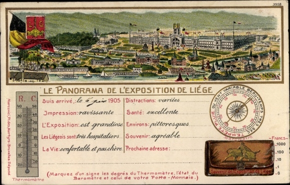 lito Liège Liège Wallonia, Panorama de l'Exposition 1905, termometr