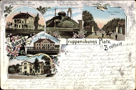 Chromo-Litho Zeithain in Saxony, military training area, commandant's office, forestry office, observation post