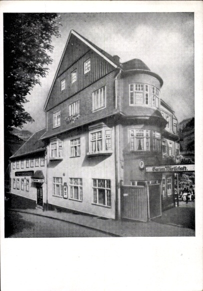 Ak Manebach Ilmenau in Thüringen, Gasthaus Schöne Aussicht, eigenaar Schwark en Walther