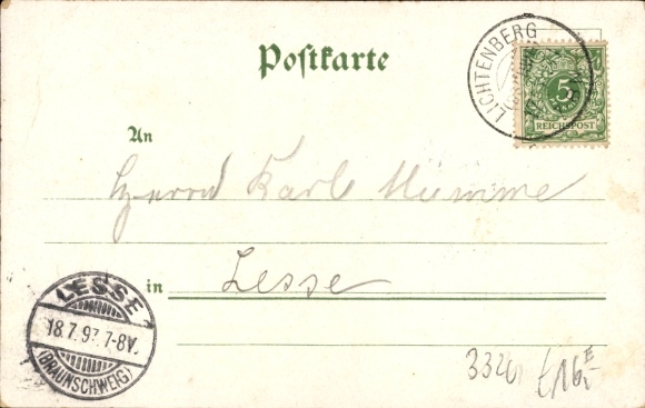 Chromo-Litho Lichtenberg Salzgitter in Lower Saxony, Burgberg, economy, pavilion