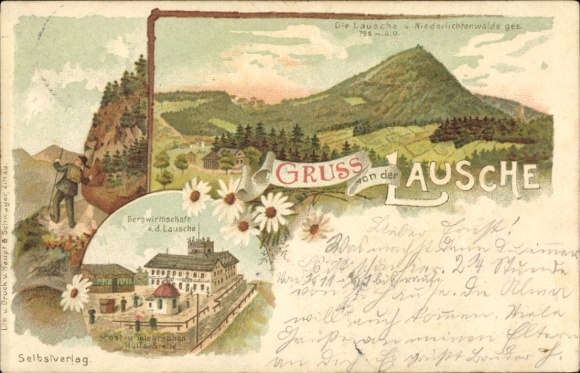 Kunstenaar litho Boldt, E., Waltersdorf Großschönau Oberlausitz, Lausche, mijnbouw