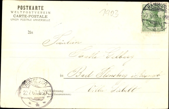 Coat of arms embossed litho Hamburg, unveiling of the Kaiser Wilhelm monument in 1903