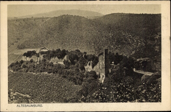 Postcard Altenbamberg in Rhineland-Palatinate, Altenbaumburg, Altebaumburg ruins, castle hill, forests, la...