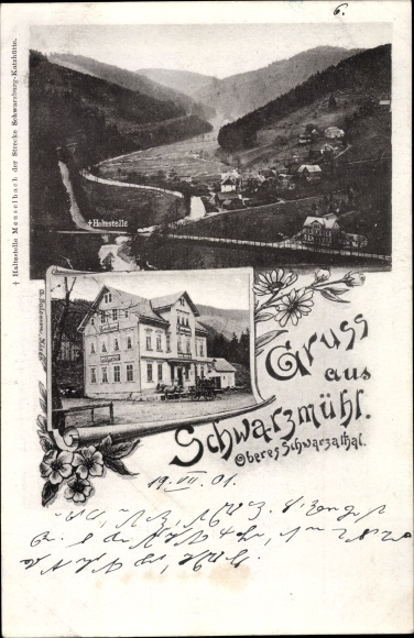 Ak Meuselbach Schwarzmühle, Inn Schwarzmühl im Schwarzatal, bushalte