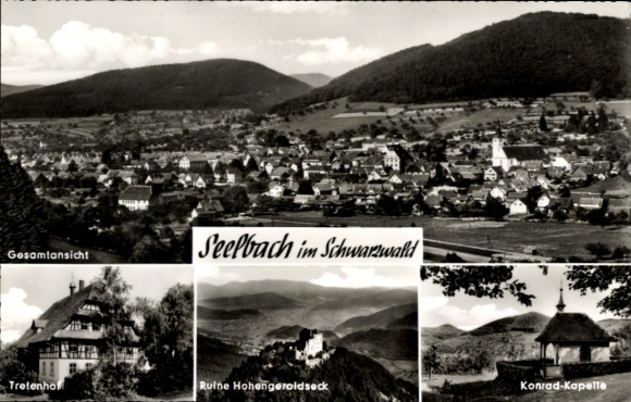Ak Seelbach im Schwarzwald Baden, Gesamtansicht,  Tretenhof, Ruine Hohengeroidseck, Konrad-Kapell
