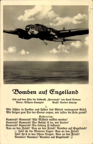 Lied Ak Bomben auf Engelland, Deutsches Militärflugzeug, Luftwaffe