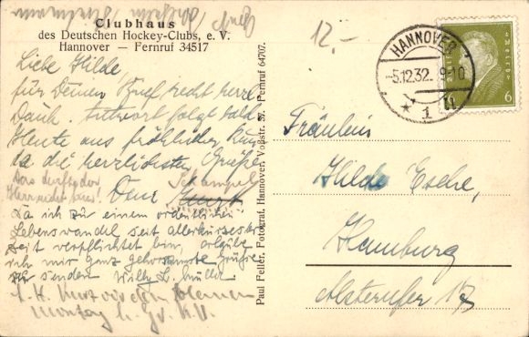 Postcard Hannover in Lower Saxony, Clubhouse German Hockey Club