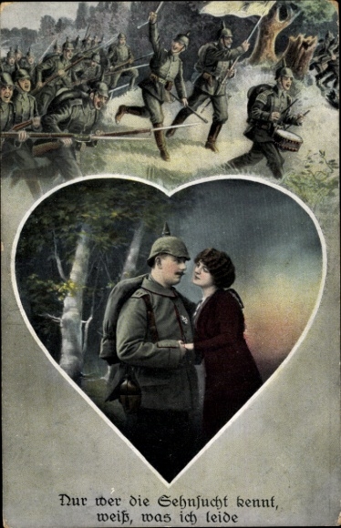 Glitter Postcard Only those who know longing know what I suffer, soldier, woman