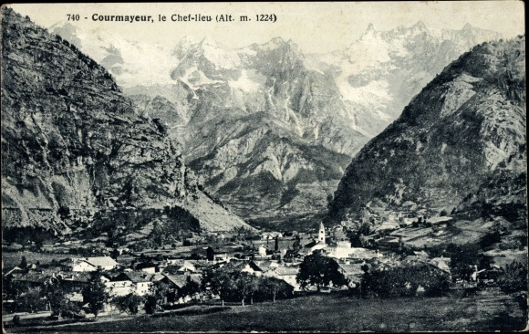 Ak Courmayeur Valle D'Aosta Italien, Gesamtansicht