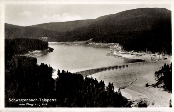 Ak Forbach im Murgtal Schwarzwald Baden, Schwarzenbachtalsperre, Fliegeraufnahme