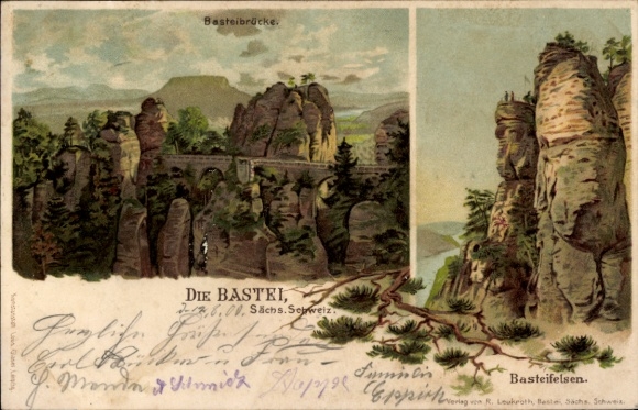 Ak Lohmen im Elbsandsteingebirge, Bastei, schöne Detailansicht