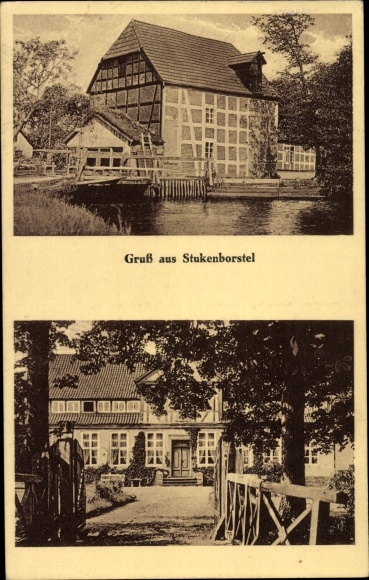 Postcard Stukenborstel Stuckenborstel Sottrum in Lower Saxony, mill, manor house