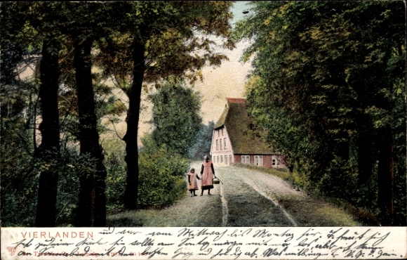 Postcard Hamburg Bergedorf Vierlande Vierlanden, street in the village