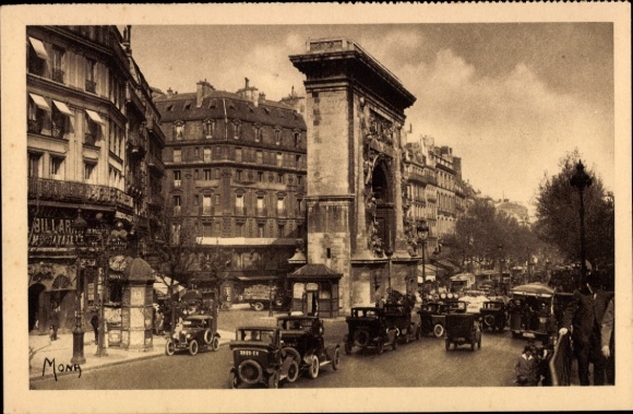Ansichtkaart Parijs X, Porte St. Denis, Boulevard Bonne Nouvelle