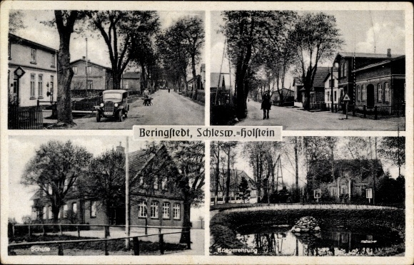 Ak Beringstedt in Holstein, Straßenpartie, Schule, Kriegerehrung