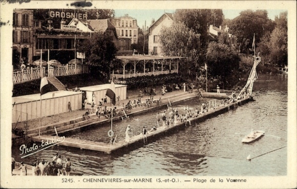 Ak Chennevières sur Marne Val de Marne, Freibad