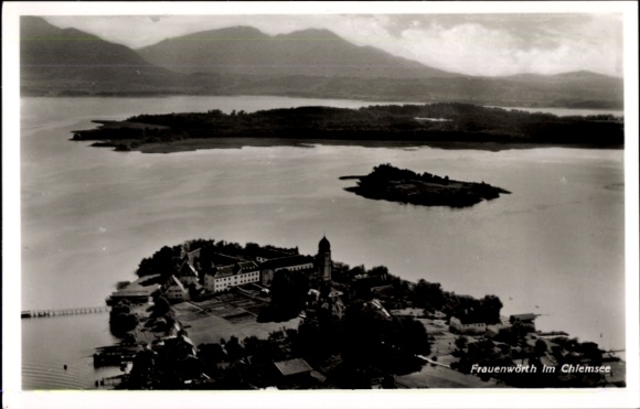 Postcard Frauenchiemsee Fraueninsel Chiemsee Upper Bavaria, Frauenwörth Monastery, view of Frauenwörth,