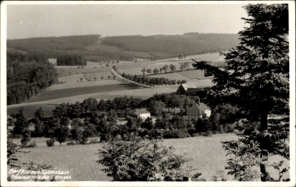 Postcard Liebstadt Erzgebirge Saxony, village scene, landscape with fields and trees, summer resort, Erzg