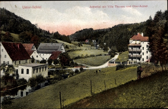Ak Unterachtel Simmelsdorf in Mittelfranken, Achteltal mit Villa Therese, Ober-Achtel