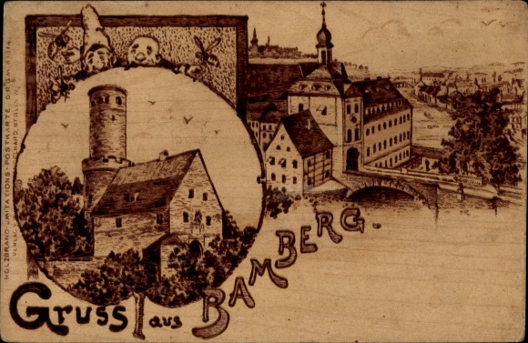 Chromo-Litho Bamberg in Upper Franconia, partial views, wood firing imitation