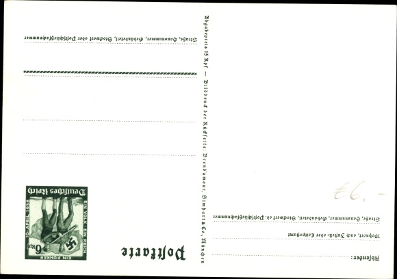 Postal stationery PC small, one people, one empire, one leader, annexation of Austria in 1938, Greater Germany