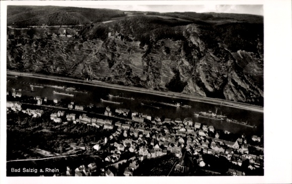 Postcard Bad Salzig Boppard am Rhein, aerial photograph