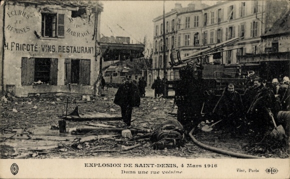Postcard Saint Denis, Explosion March 1916