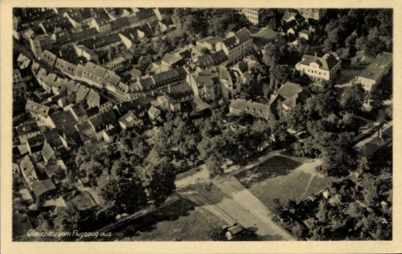 Postcard Glauchau in Saxony, aerial photograph