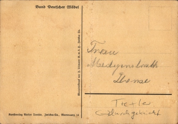 Artist Postcard Trexler, R., Being German means being loyal, BDM