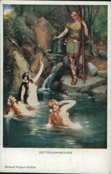 Ak Götterdämmerung, Richard Wagner, operascène