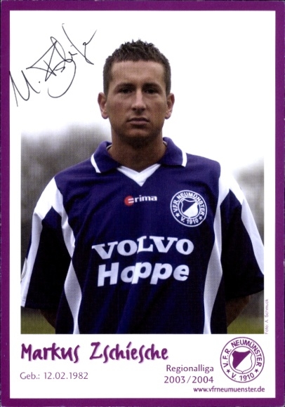 Autgogrammkarte Fußballer Markus Zschiesche, VfR Neumünster, Autogramm