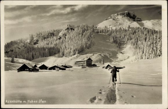 Postcard Hirschegg Mittelberg in Kleinwalsertal Vorarlberg, Auenhütte