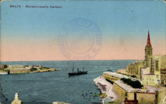 Postcard Valletta Malta, Marsamxett Harbour, Marsamuscetto