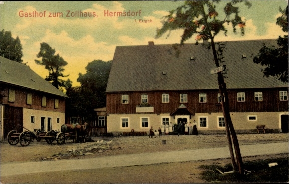 Postcard Hermsdorf in the Eastern Ore Mountains, Inn zum Zollhaus