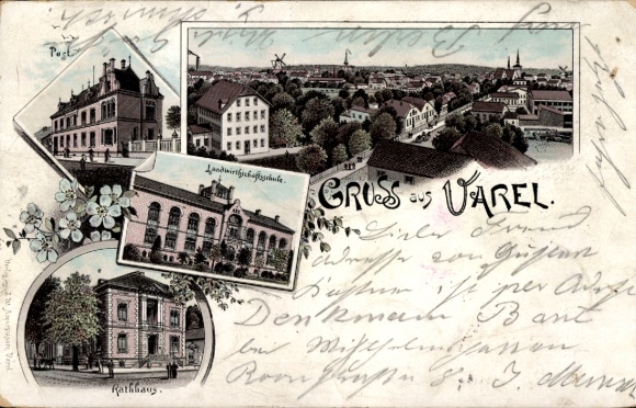 PC Varel in Oldenburg Jadebusen, view, town hall, landscape, windmills, 4 pictures